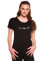Heartbeat Coffee Printed Women's Bamboo/Cotton Short Sleeve Scoop Neck T-Shirt