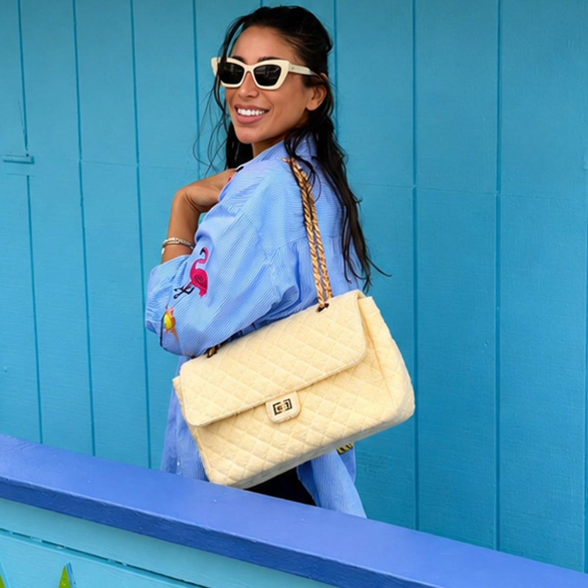 Medium Shoreline Flap -Powder Blue